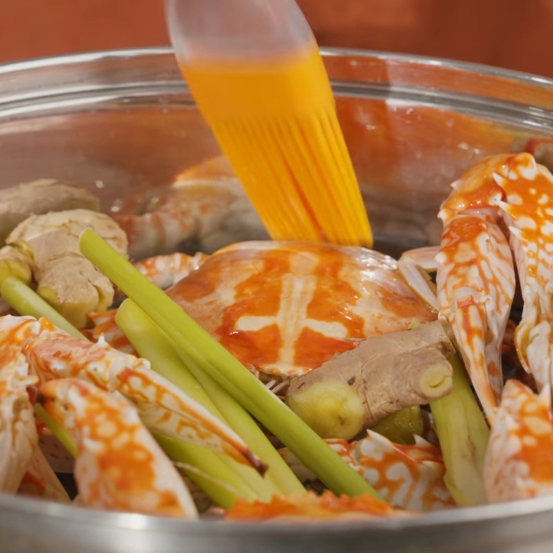 Bước 2 Hấp ghẹ với sả gừng Ghẹ hấp sả