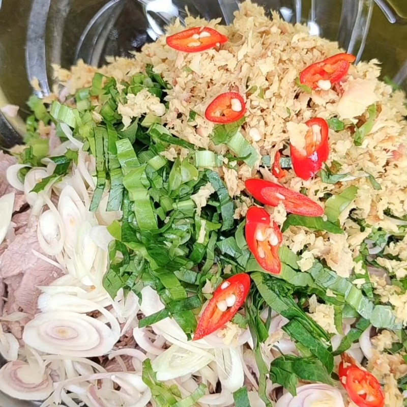 Bước 3 Trộn nộm thịt lợn Nộm thịt lợn