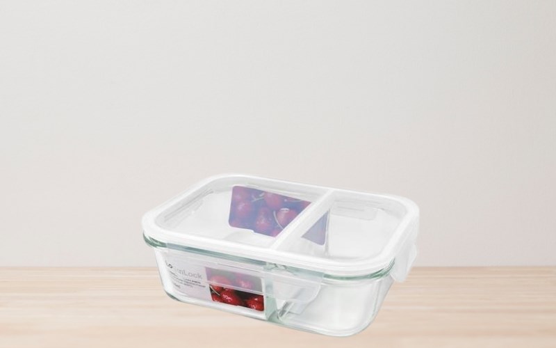Hộp đựng thực phẩm 2 ngăn thuỷ tinh 1040 ml Lock&Lock LLG1202