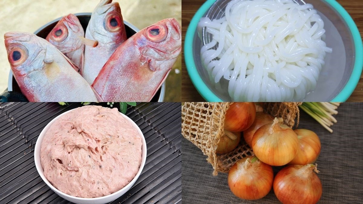 Nguyên liệu món ăn bánh canh cá bã trầu