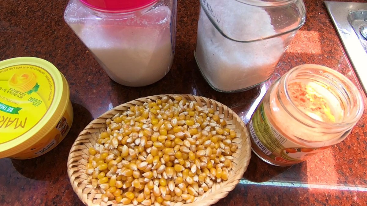 Nguyên liệu món ăn bắp rang bơ phô mai