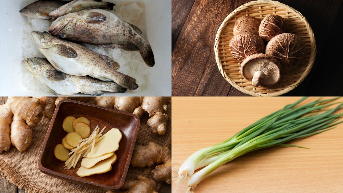 Nguyên liệu món ăn cách làm cá bống mú hấp nấm đông cô