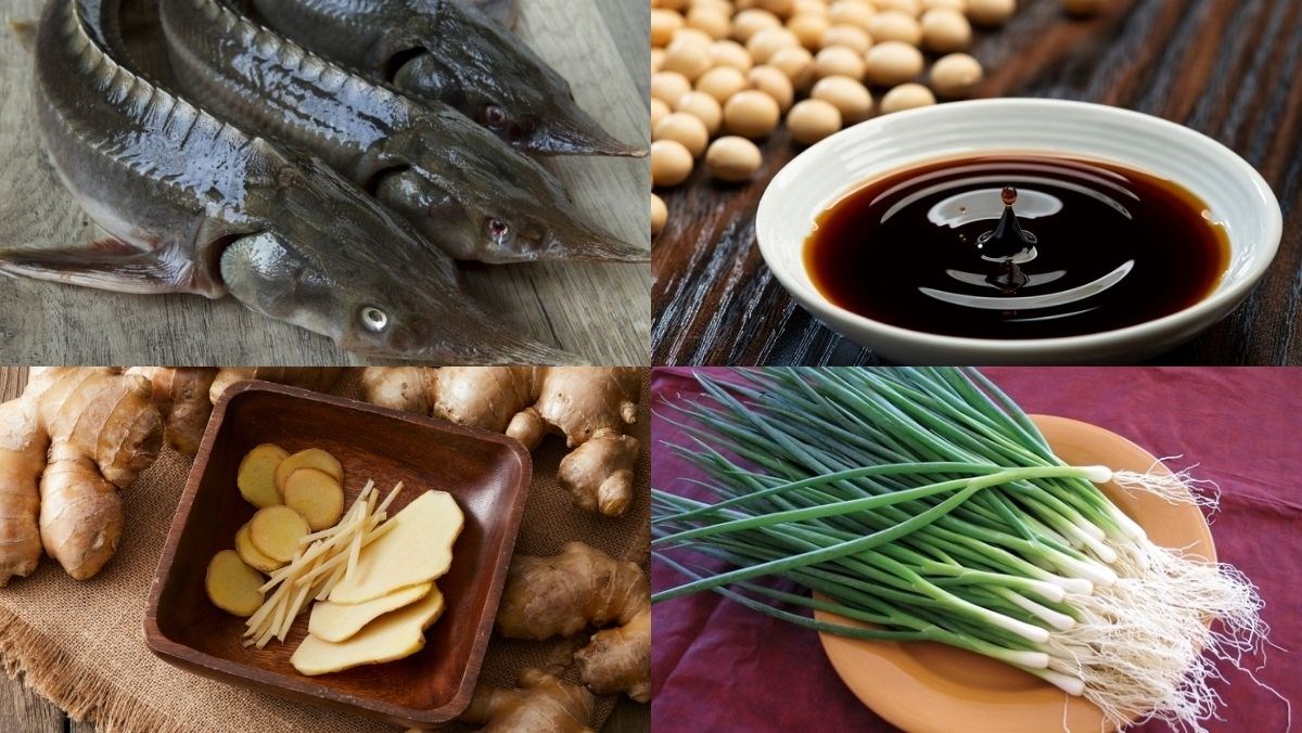 Nguyên liệu món ăn cá tầm hấp xì dầu