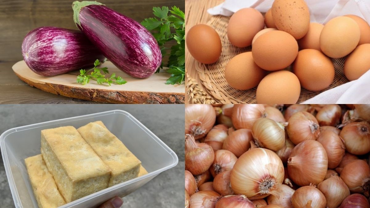 Nguyên liệu món ăn cà tím xào trứng