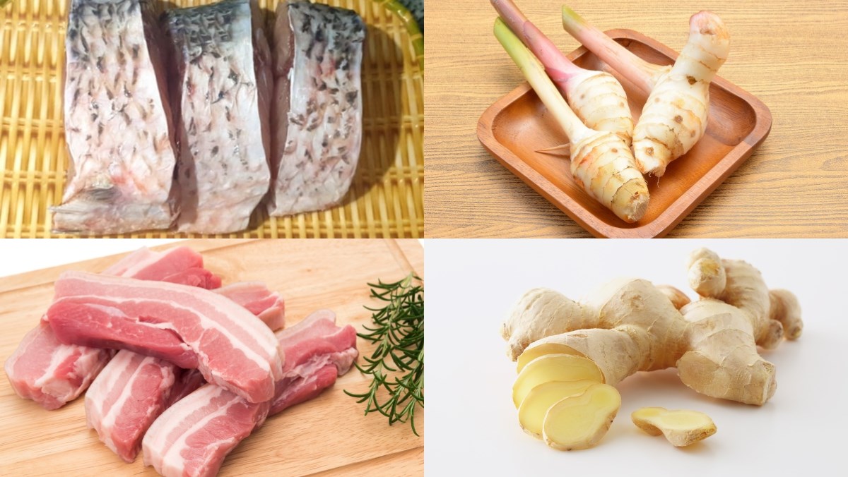Nguyên liệu món ăn cách làm cá trắm kho riềng miền bắc