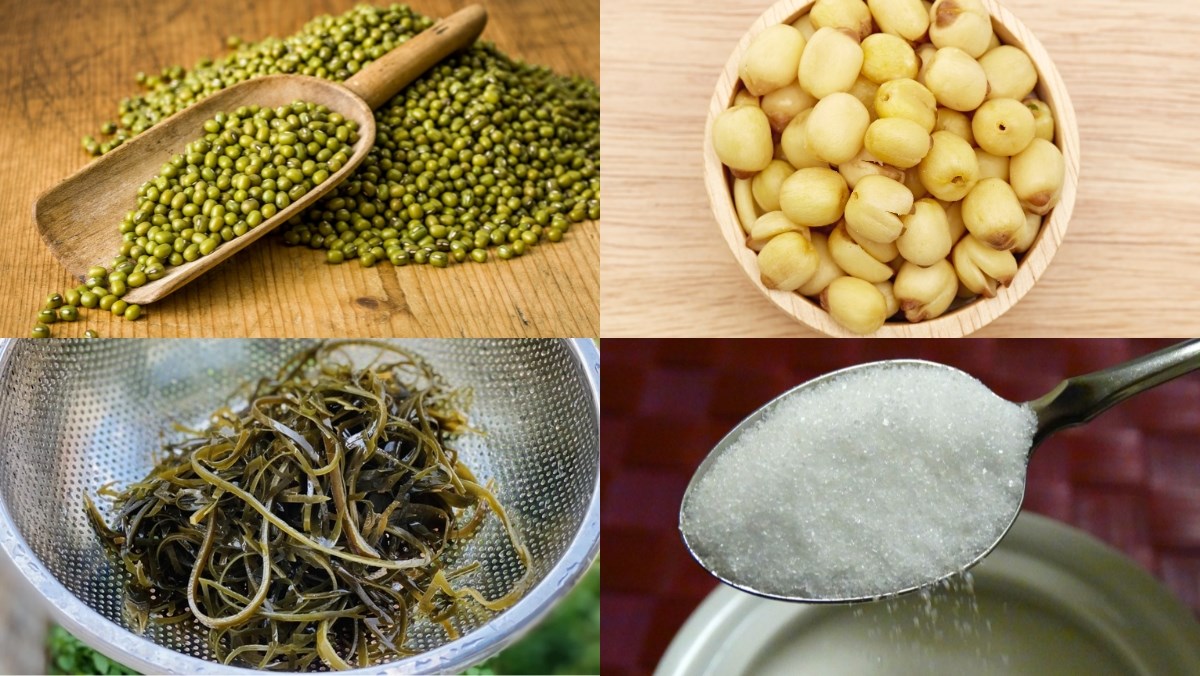 Nguyên liệu món ăn cách nấu chè hạt sen đậu xanh nguyên vỏ