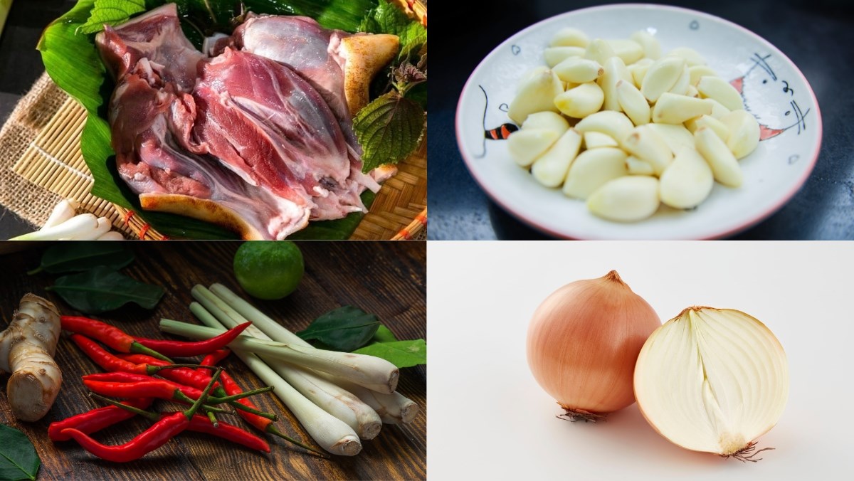 Nguyên liệu món ăn cách làm dê cháy tỏi
