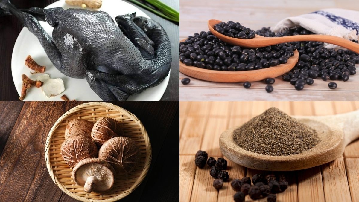 Nguyên liệu món ăn gà ác hầm đậu đen