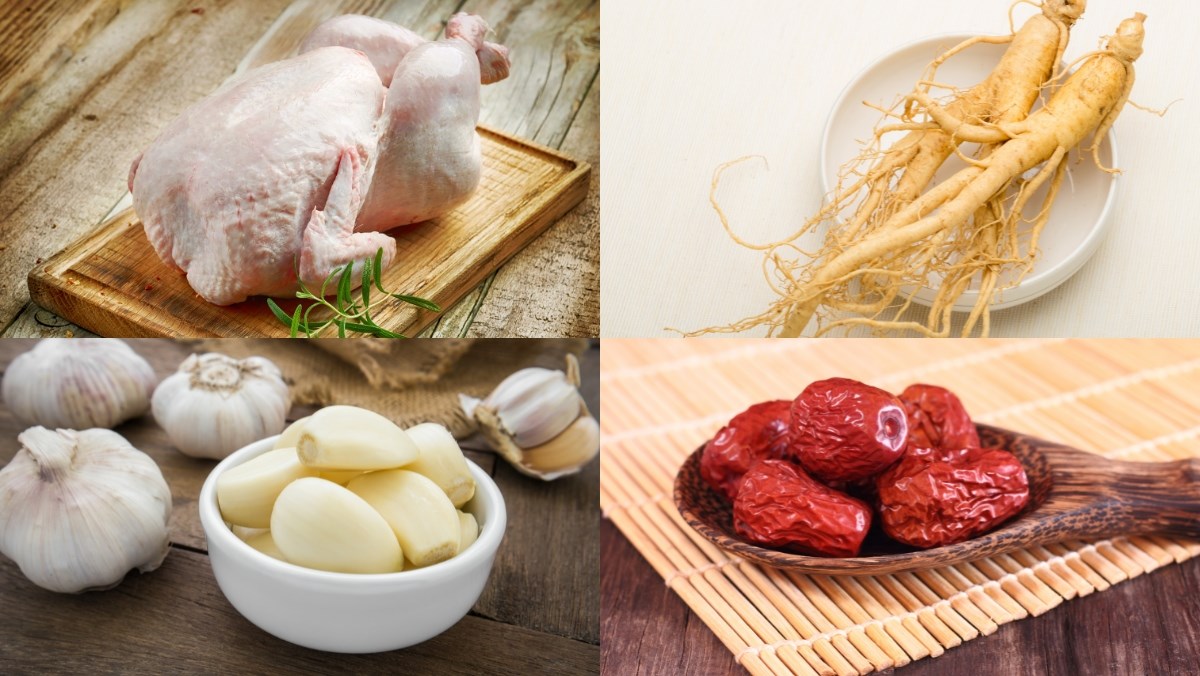 Nguyên liệu món ăn cách làm gà hầm sâm hàn quốc