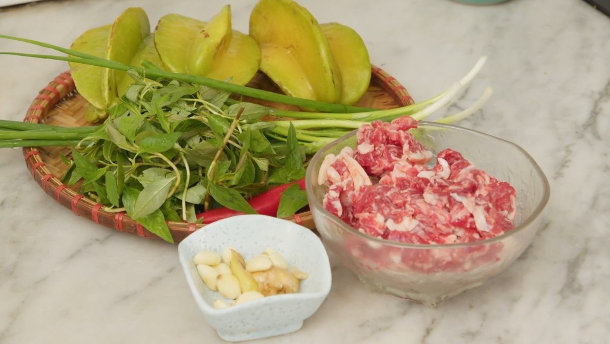 Nguyên liệu món ăn cách làm thịt bò xào khế