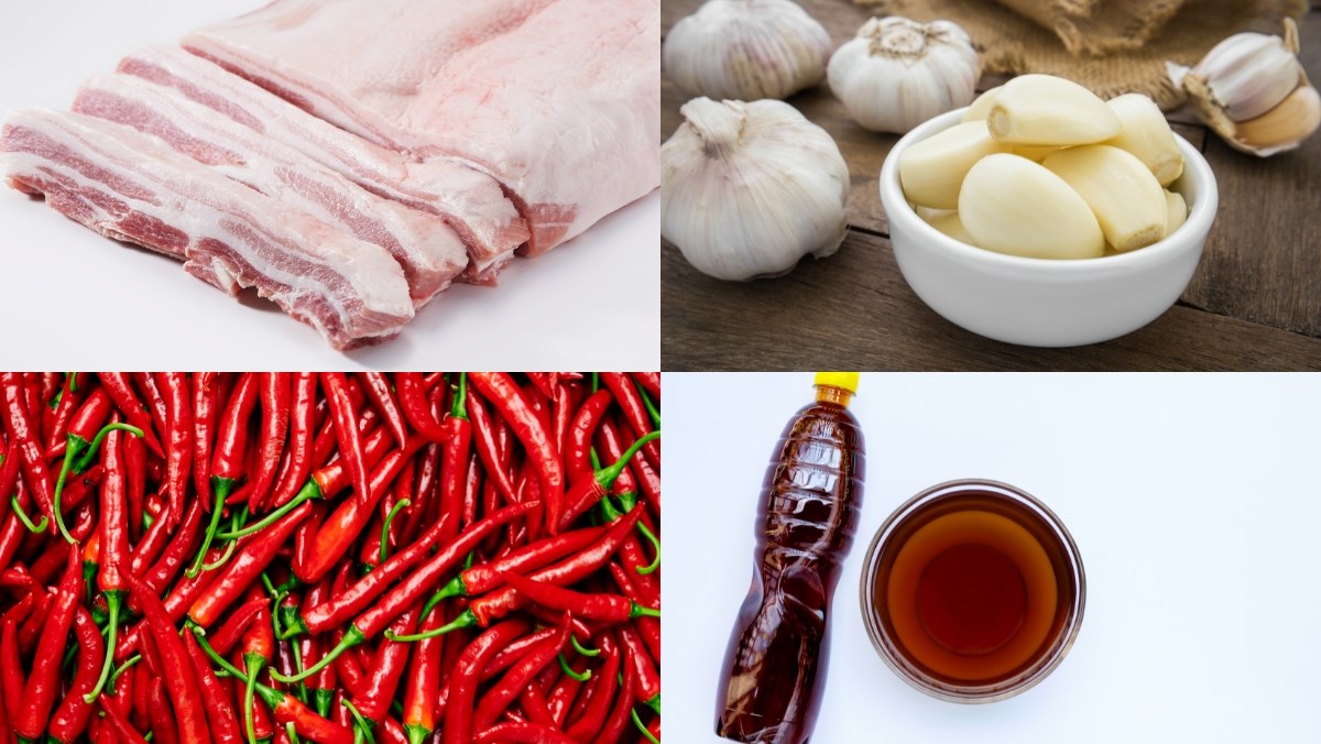 Nguyên liệu món ăn cách làm thịt ngâm mắm kiểu miền trung