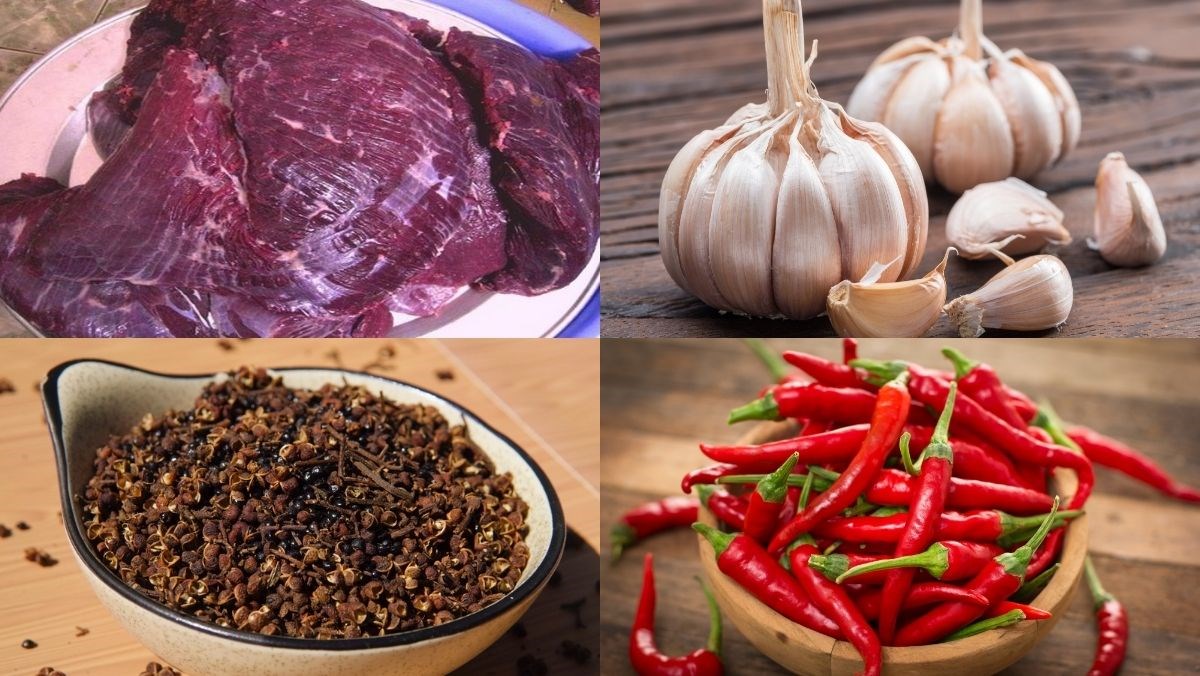 Nguyên liệu món ăn thịt trâu nướng tảng