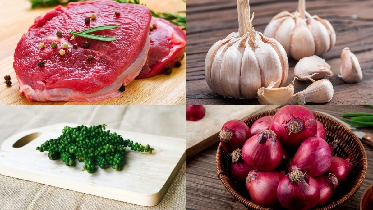 Nguyên liệu món ăn trâu cháy tỏi