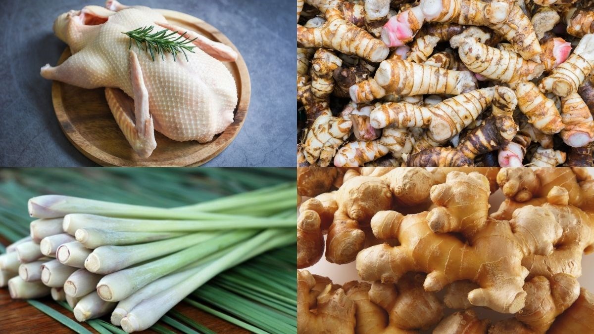 Nguyên liệu món ăn vịt nướng riềng sả bằng nồi chiên không dầu