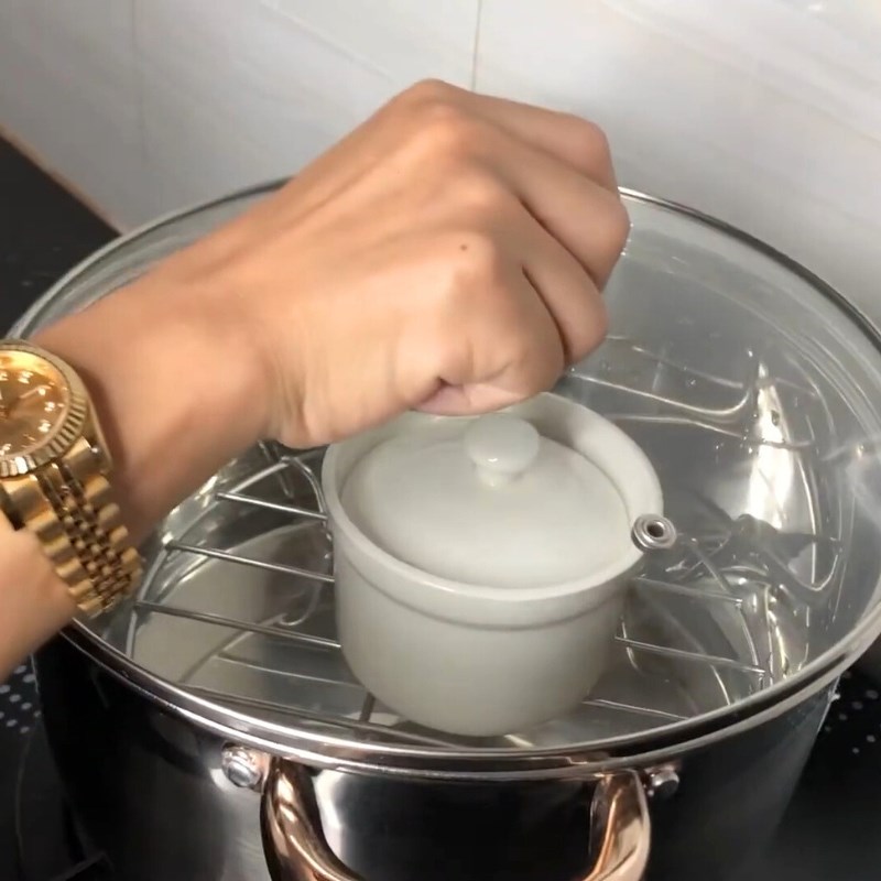 Bước 2 Chưng cách thủy tổ yến Yến chưng saffron