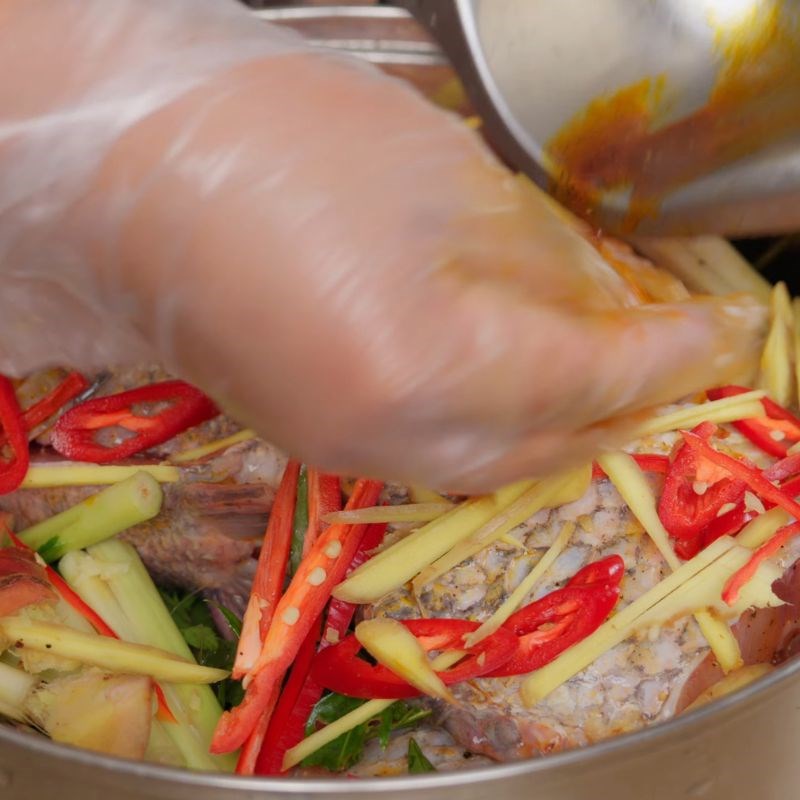 Bước 3 Hấp cá đinh lăng cách thủy Cá hấp đinh lăng