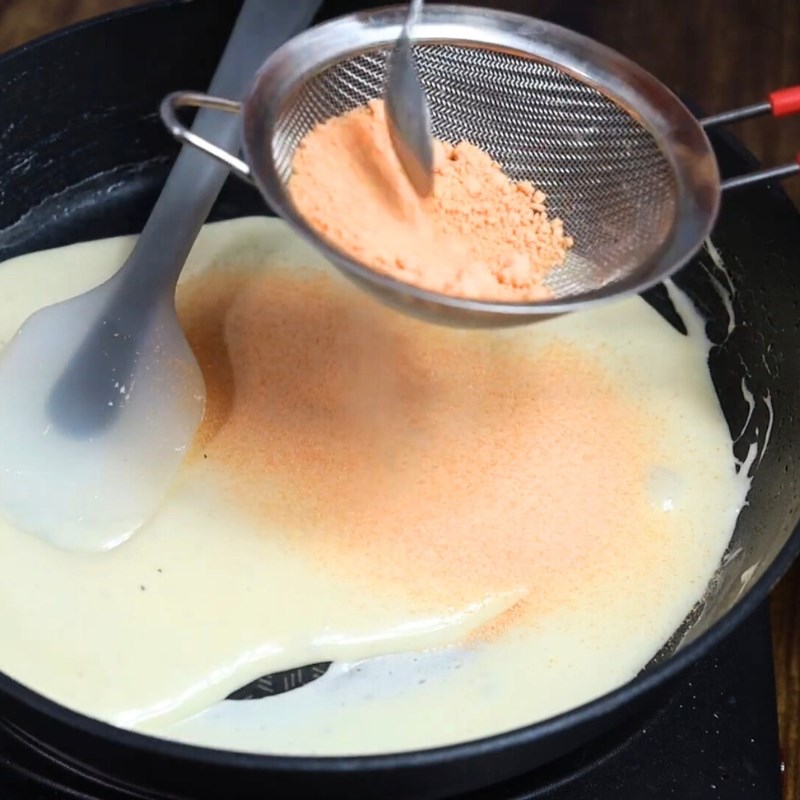 Bước 2 Làm nhân phô mai kéo sợi Bánh hành phô mai