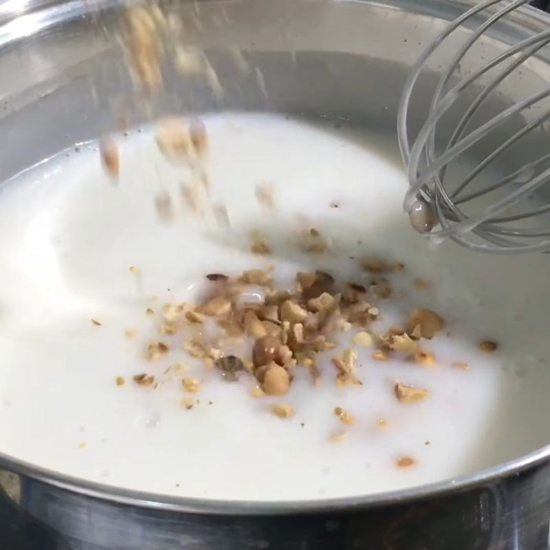 Bước 3 Nấu hỗn hợp kem dừa đậu phộng Kem ống