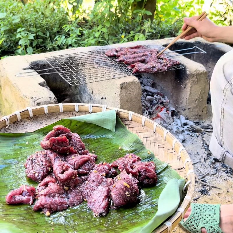 Bước 5 Nướng thịt trâu tảng bằng bếp than hoặc nồi chiên không dầu Thịt trâu nướng tảng