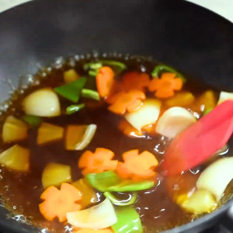 Bước 5 Pha và nấu sốt chua ngọt Hàn Quốc Thịt heo chiên giòn sốt chua ngọt Hàn Quốc