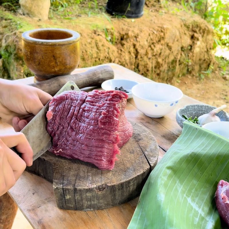 Bước 1 Sơ chế thịt trâu tươi ngon Thịt trâu nướng tảng