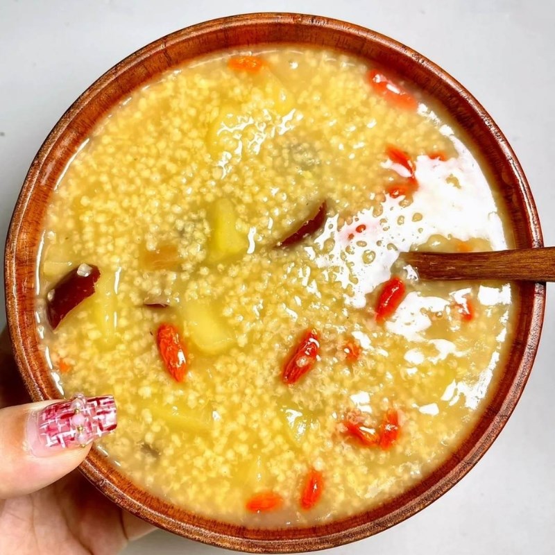 Bước 3 Thành phẩm Cháo hạt kê táo đỏ