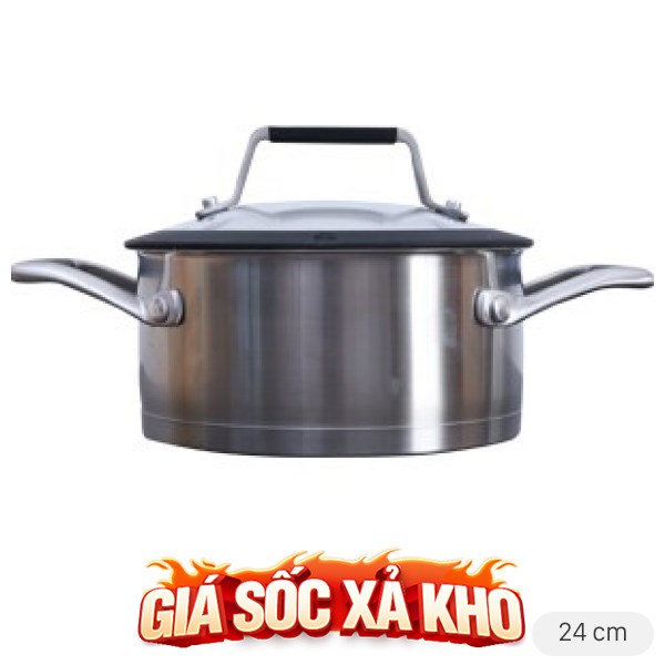 Nồi inox 3 đáy nắp kính 24 cm DMX NI005