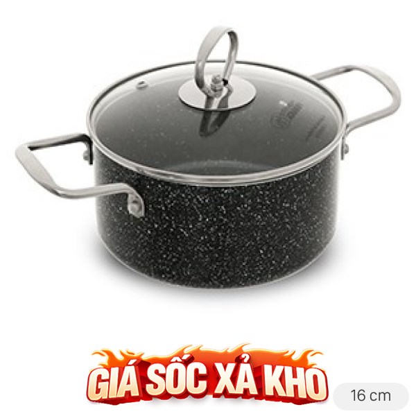 Nồi nhôm chống dính nắp kính 16 cm DMX NDE
