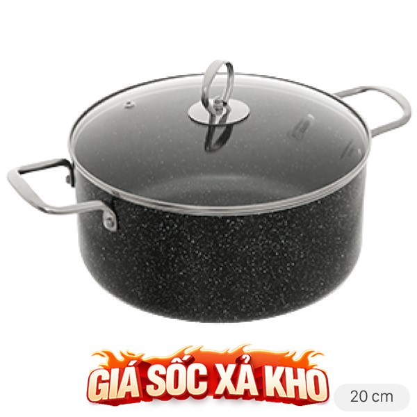 Nồi nhôm chống dính nắp kính 20 cm DMX NDE