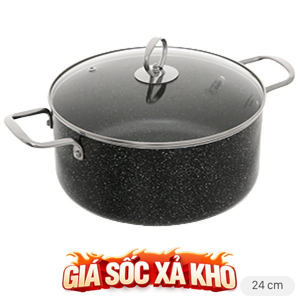 Nồi nhôm chống dính nắp kính 24 cm DMX NDE