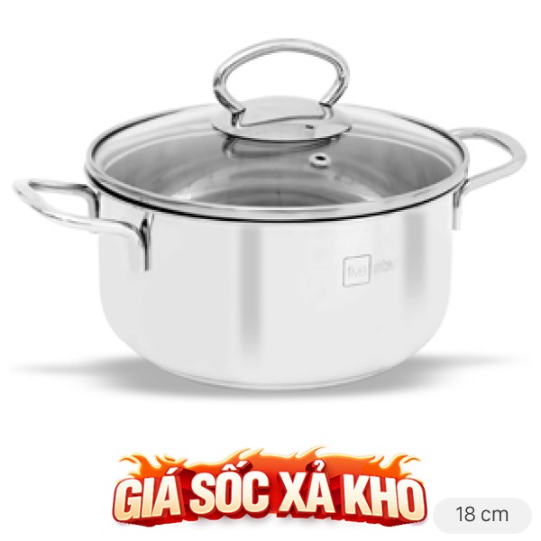 Nồi inox 3 đáy nắp kính 18 cm Fivestar FSN 18IN1