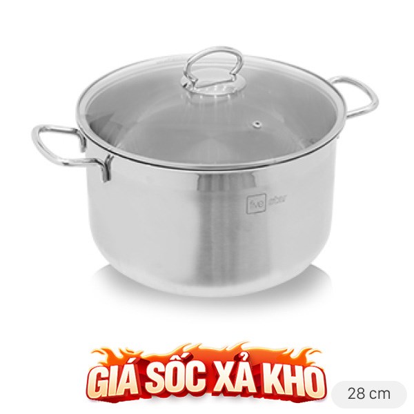 Nồi inox 3 đáy nắp kính 28 cm Fivestar FSN 28IN1