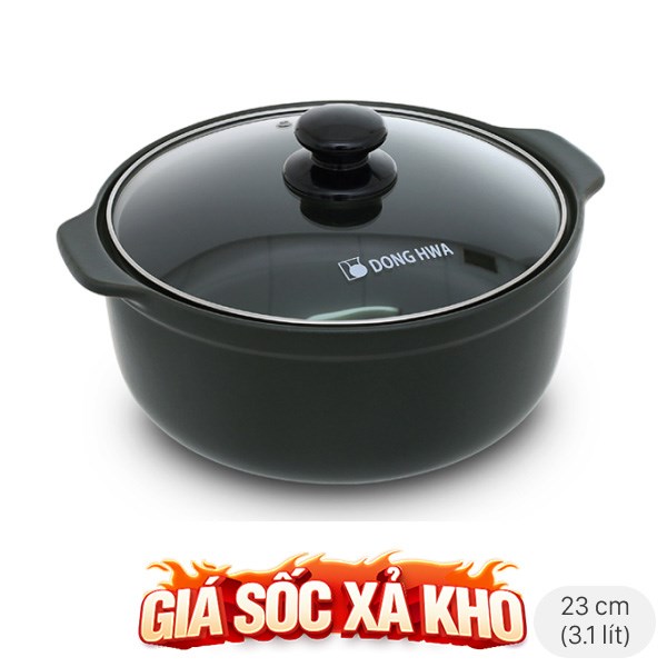 Nồi đất nắp kính 23 cm Dong hwa Tucbeghi G-705H