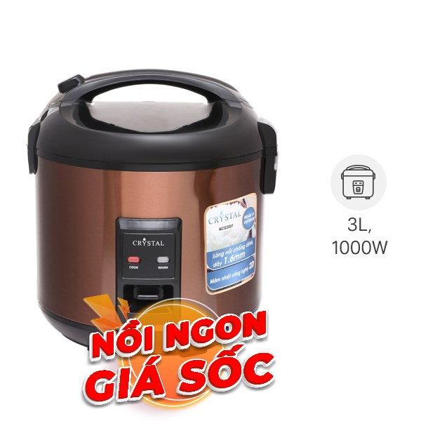 Nồi cơm nắp gài Crystal 3 lít NCG3001
