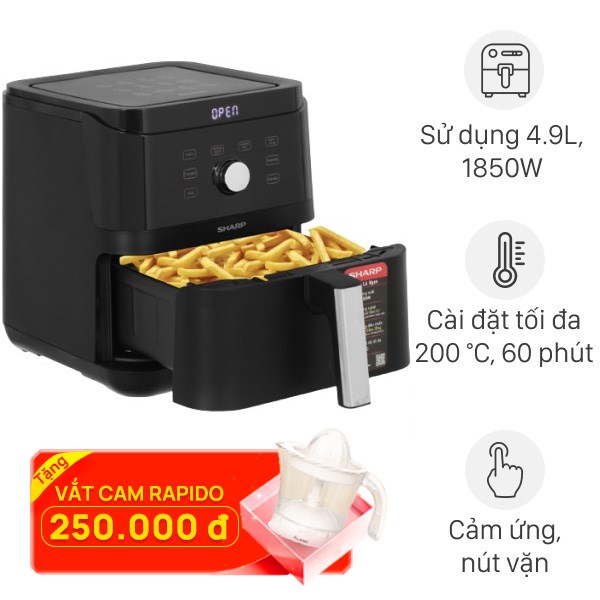 Nồi chiên không dầu Sharp KF-AF60EV-BK 6 lít
