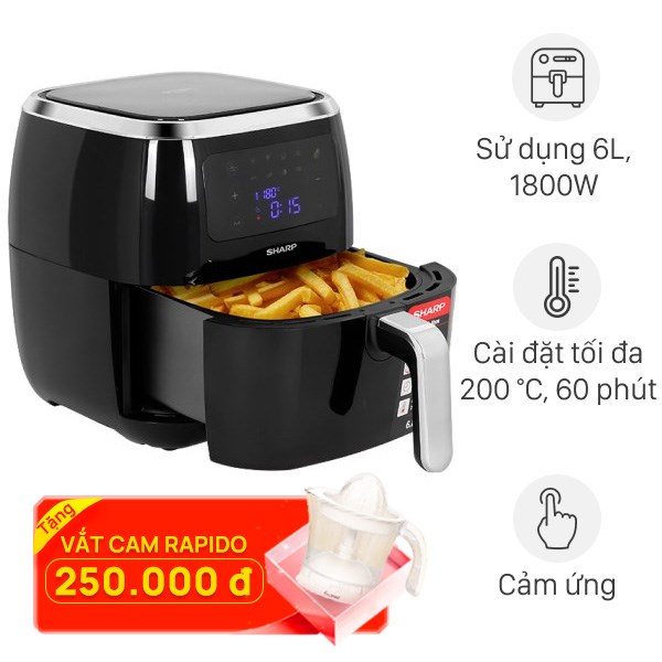 Nồi chiên không dầu Sharp KF-AF68EPV-BK 6.8 lít
