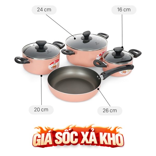 Bộ nồi chảo nhôm chống dính Elmich EL1162E