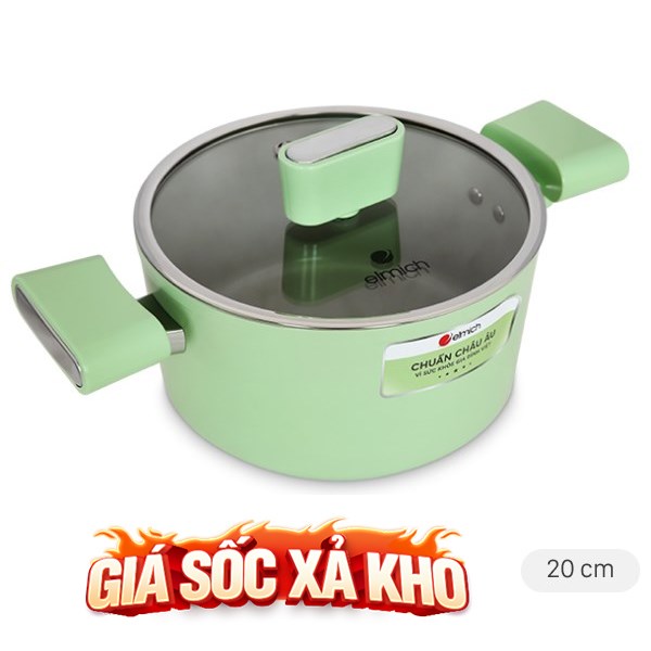 Nồi nhôm men sứ chống dính nắp kính 20 cm Elmich Hera II EL-5203GY20