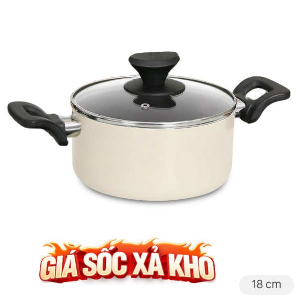 Nồi nhôm chống dính nắp kính 18 cm Elmich EL-5213MN18