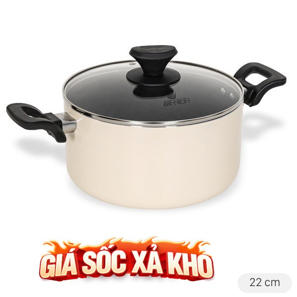 Nồi nhôm chống dính nắp kính 22 cm Elmich EL-5213MN22