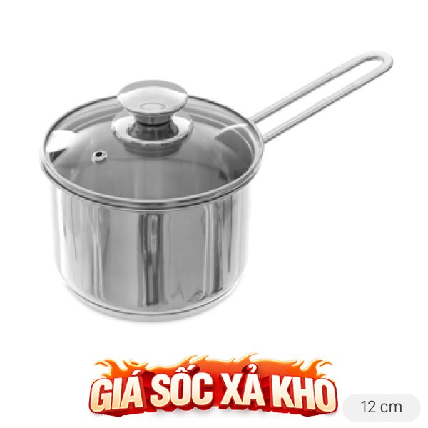 Quánh inox 3 đáy nắp kính 12 cm Fivestar Q12-3DG