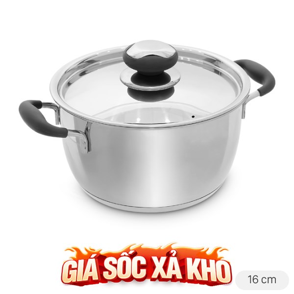 Nồi inox 3 đáy nắp inox 16 cm Fivestar N16-3DC