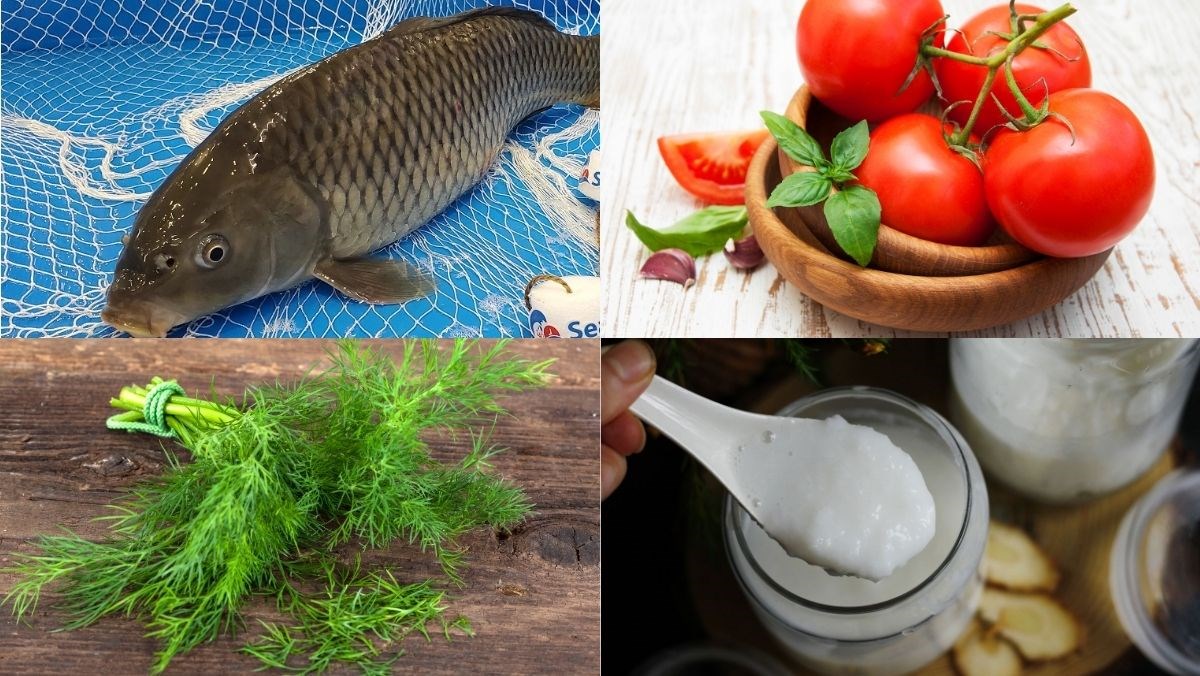 Nguyên liệu món ăn cá chép nấu mẻ