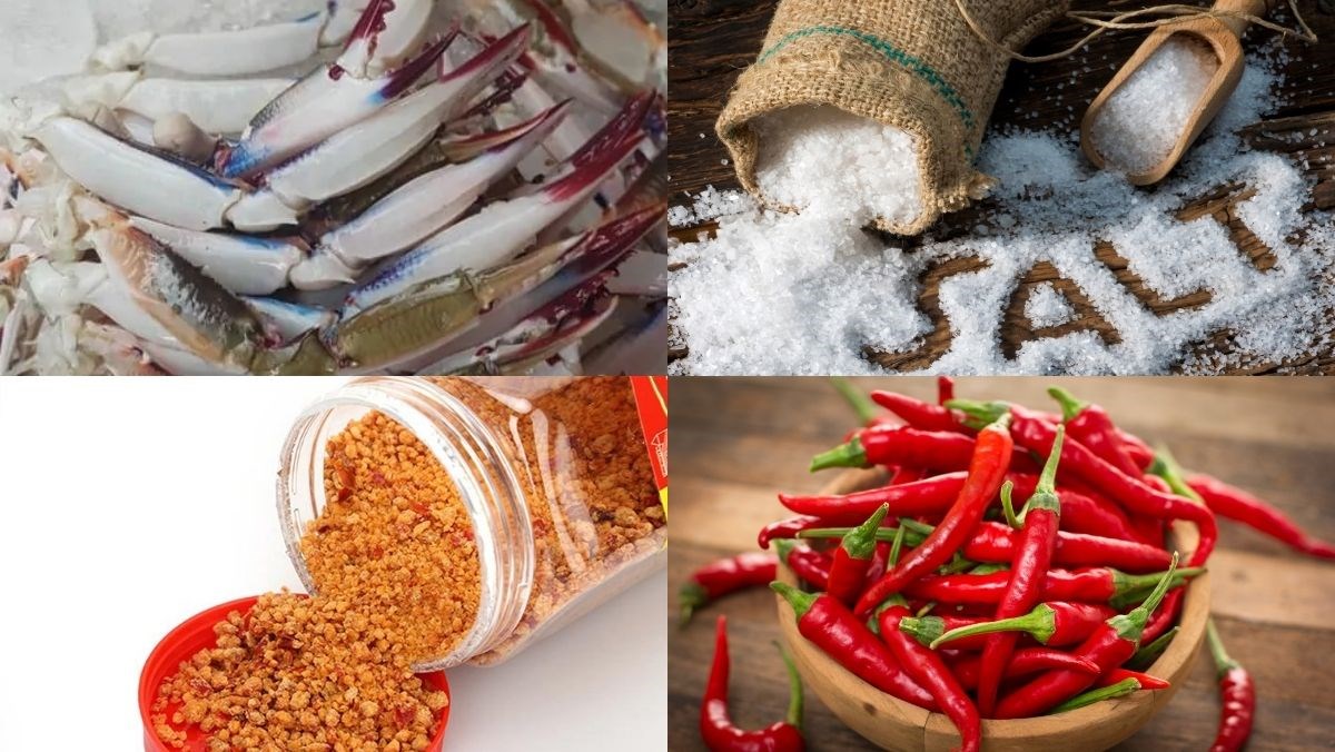 Nguyên liệu món ăn càng ghẹ rang muối