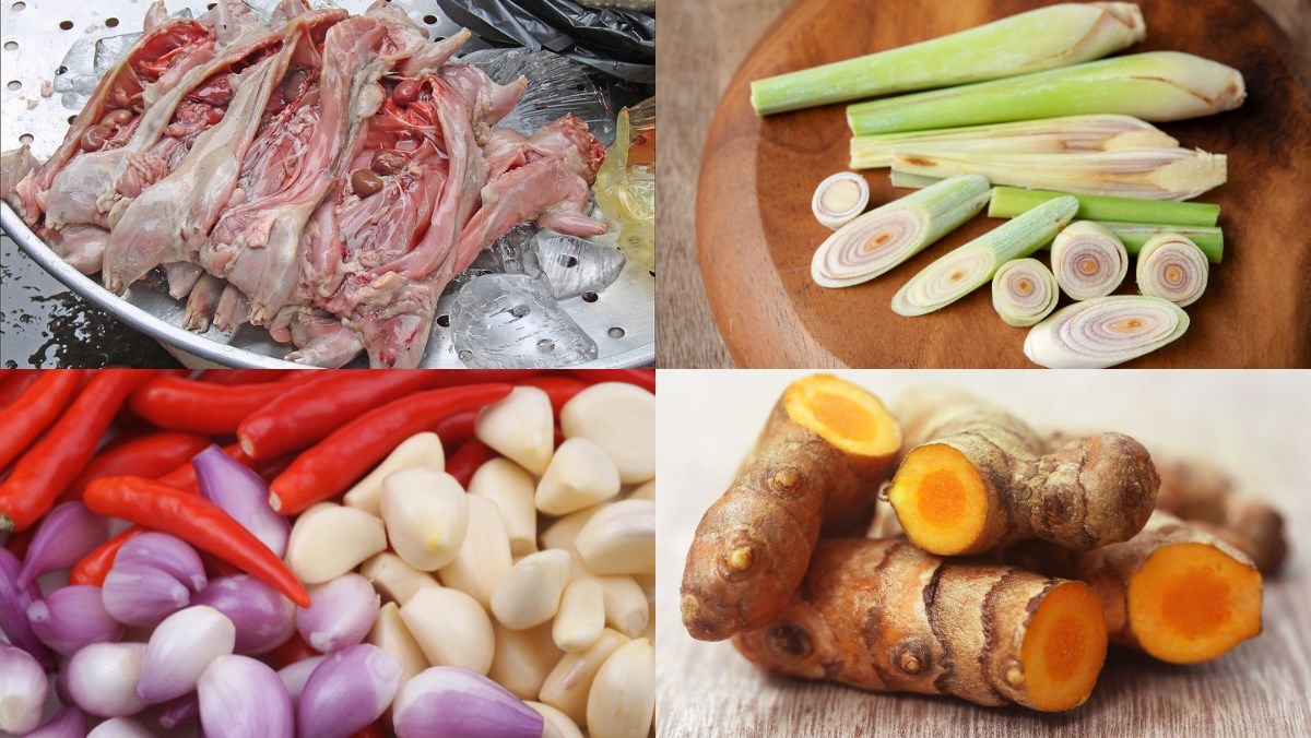 Nguyên liệu món ăn chuột xào sả ớt