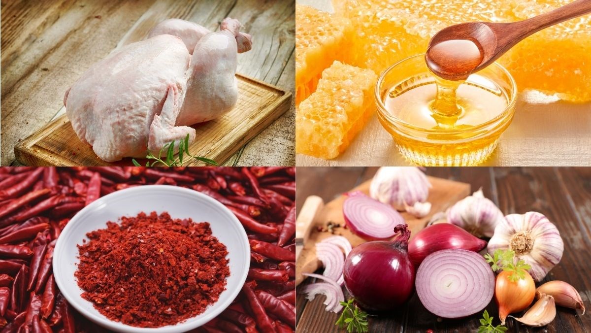 Nguyên liệu món ăn gà nướng muối ớt bằng than