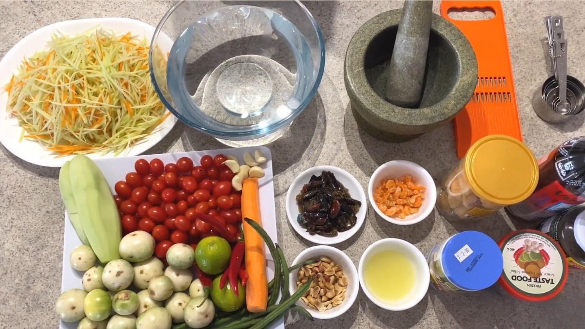 Nguyên liệu món ăn gỏi đu đủ ba khía