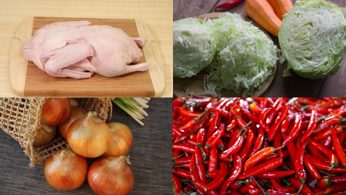 Nguyên liệu món ăn cách làm gỏi gà chua ngọt