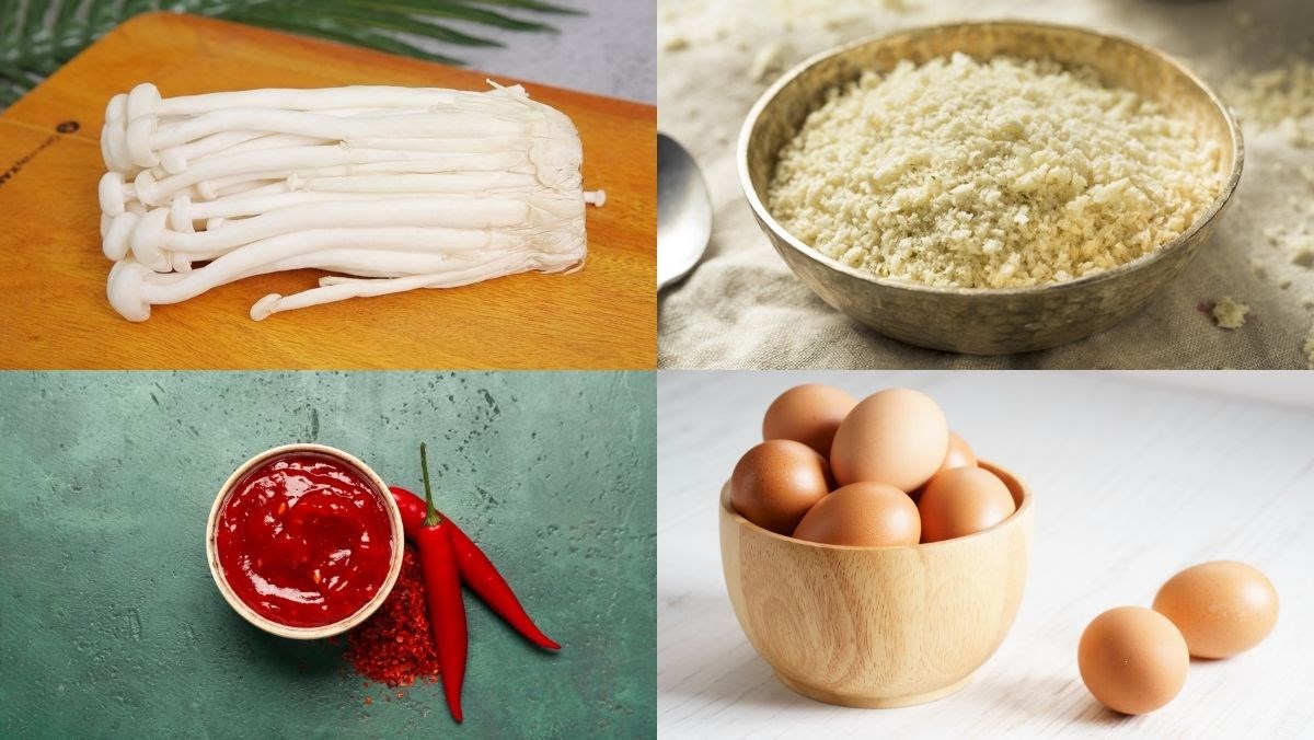 Nguyên liệu món ăn nấm hải sản chiên giòn