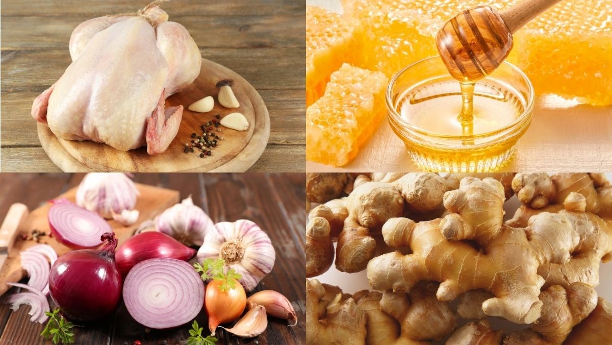 Nguyên liệu món ăn nướng gà nguyên con bằng nồi chiên không dầu